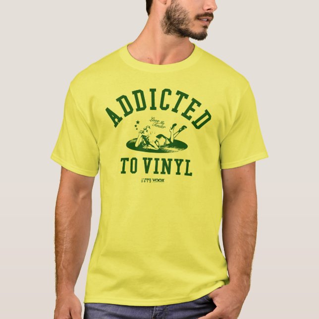 Camiseta Addicted to vinyl (green) (Frente)
