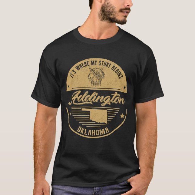 Camiseta Addington Oklahoma É onde minha história começa (Frente)