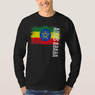 Camiseta Addis Ababa Etiópia Bandeira Para Mulheres Etíopes
