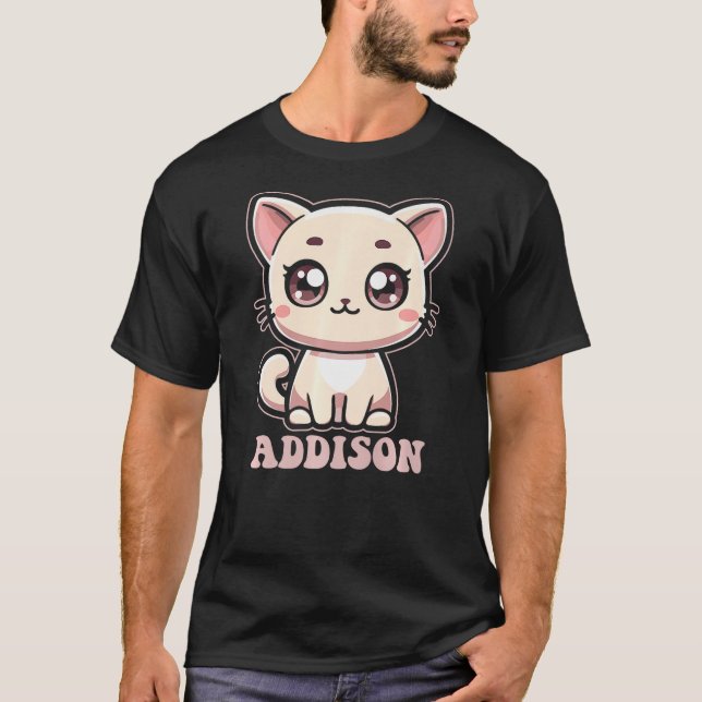 Camiseta Addison Cute Kitty Cat Design for Girls Name Addis (Frente)