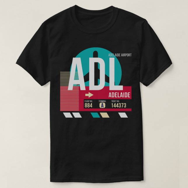 Camiseta Adelaide Austrália Código de Bagagem do Aeroporto  (Frente do Design)