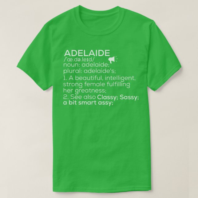 Camiseta Adelaide Nome Adelaide Definição Adelaide Female (Frente do Design)