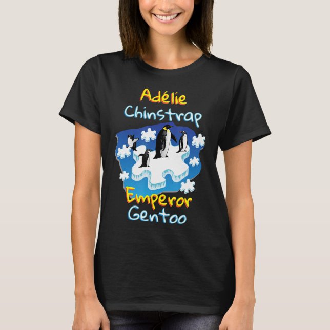 Camiseta Adelie Chinstrap Imperador Gentoo Penguins Autismo (Frente)