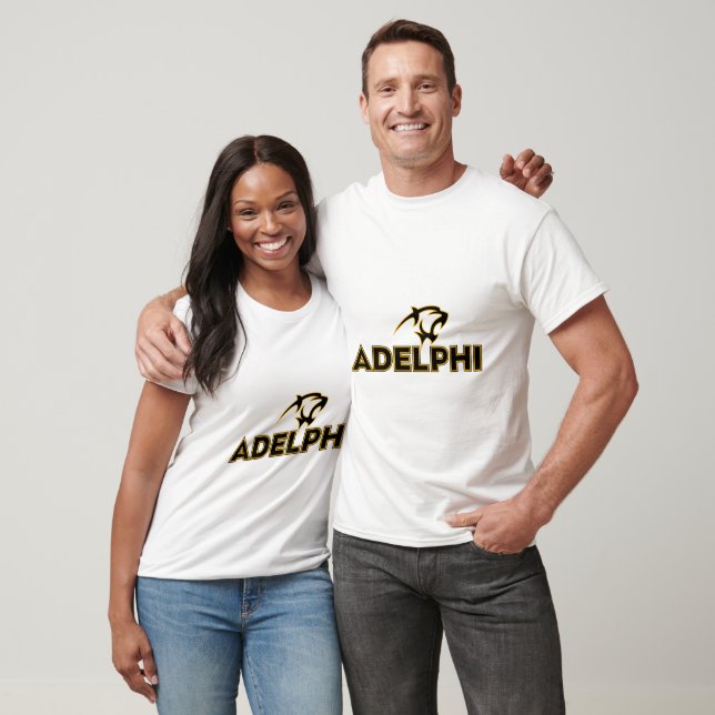 Camiseta Adelphi Panthers, logotipo da Universidade Adelphi (Unissex)