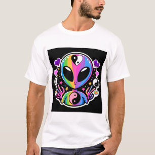 Camiseta Adesivo Arco-íris Alien Yin Yang Símbolo da Paz