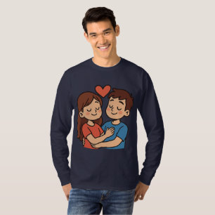 Camiseta Adesivo de Amor Fofo Casal de Desenho Animado A