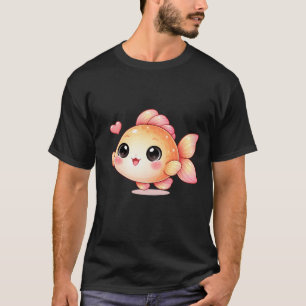Camiseta Adesivo de Animal de Desenho Animado Fofo de Peixe