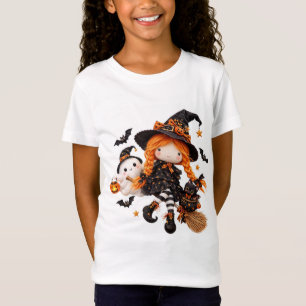 Camiseta Adesivo de Boneca de Trapo Bruxa Fofa, Vassoura de