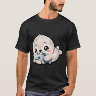 Camiseta Adesivo de Bordado de Foca Bebê Fofa