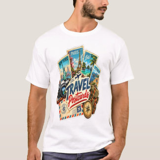 Camiseta Adesivo de Cartões Postais de Viagem Antigos – Mun