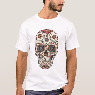 Camiseta Adesivo de Crânio de Açúcar Floral Colorido