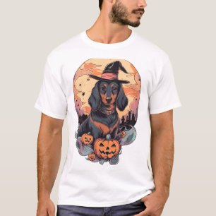 Camiseta Adesivo de Dachshund de Halloween