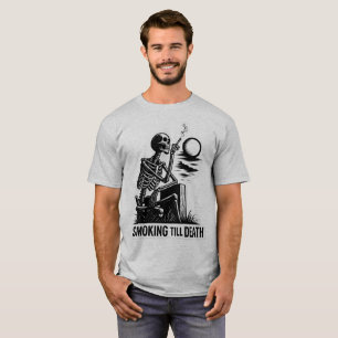 Camiseta Adesivo de esqueleto fumante - Arte estética escur