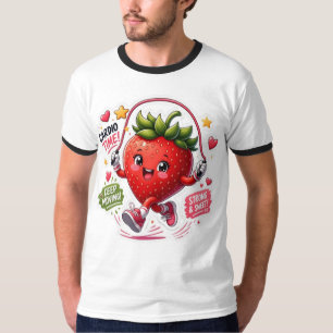Camiseta Adesivo de Fitness de Corda de Pular Morango Kawai