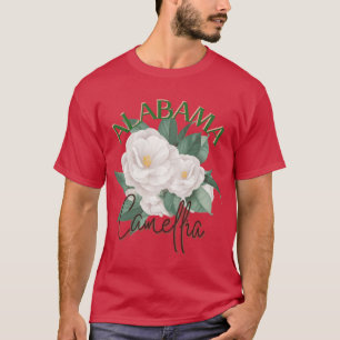 Camiseta Adesivo de Flor de Camélia do Estado do Alabama
