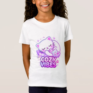 Camiseta Adesivo de Gato Cozy Vibe   Gato Fofo Dormindo