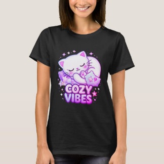 Camiseta Adesivo de Gato Cozy Vibe | Gato Fofo Dormindo