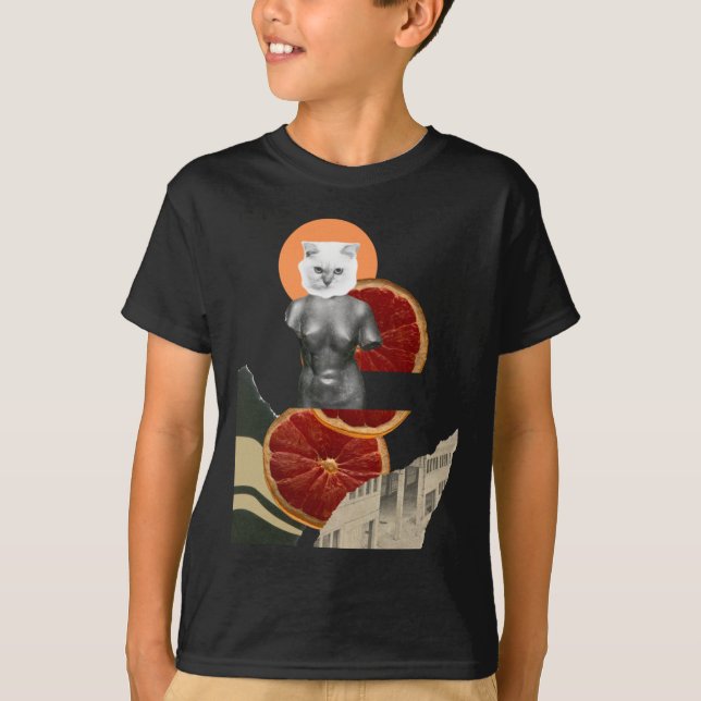 Camiseta Adesivo de Gato de Mármore Branco (Frente)