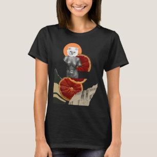 Camiseta Adesivo de Gato de Mármore Branco