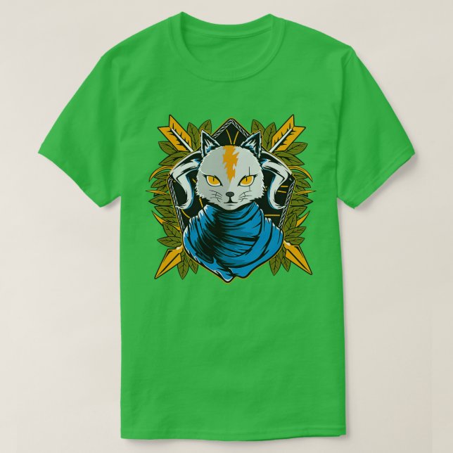 Camiseta adesivo de gato de ornamento selvagem (Frente do Design)