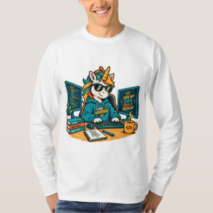 Camiseta Adesivo de Laptop Unicórnio Programador Fofo