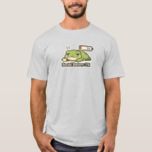 Camiseta Adesivo de Rã Engraçado Bateria Social 1% Fofo