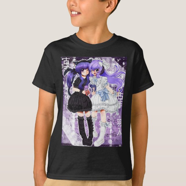 Camiseta Adesivo de Rika Furude e Hanyuu (Frente)