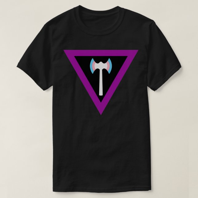 Camiseta Adesivo de Sinalizador Labrys Trans Labrys (Frente do Design)