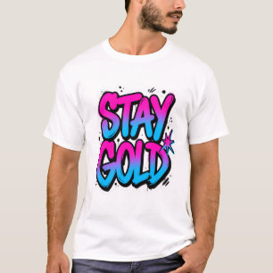 Camiseta Adesivo de streetwear Fique Dourado com Grafite em