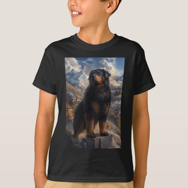 Camiseta Adesivo de Vista da Montanha do Mastim Tibetano  (Frente)