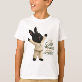 Camiseta Adesivo do Coelho de Alongamento Matinal