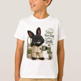 Camiseta Adesivo do Coelho Escovando os Dentes