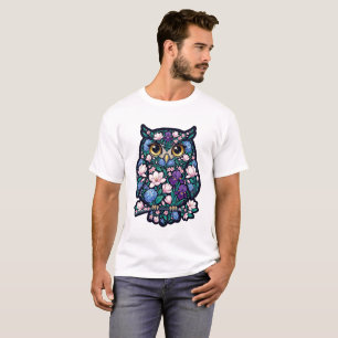 Camiseta Adesivo Floral de Coruja Botânica Majestosa