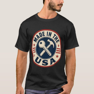 Camiseta Adesivo Patriótico "Feito nos EUA" Vintage