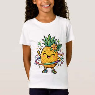 Camiseta Adesivo Tropical Fofo de Abacaxi Kawaii com Hula H