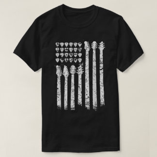 Camiseta Adesivos de Bandeira de Guitarra Arte Musical