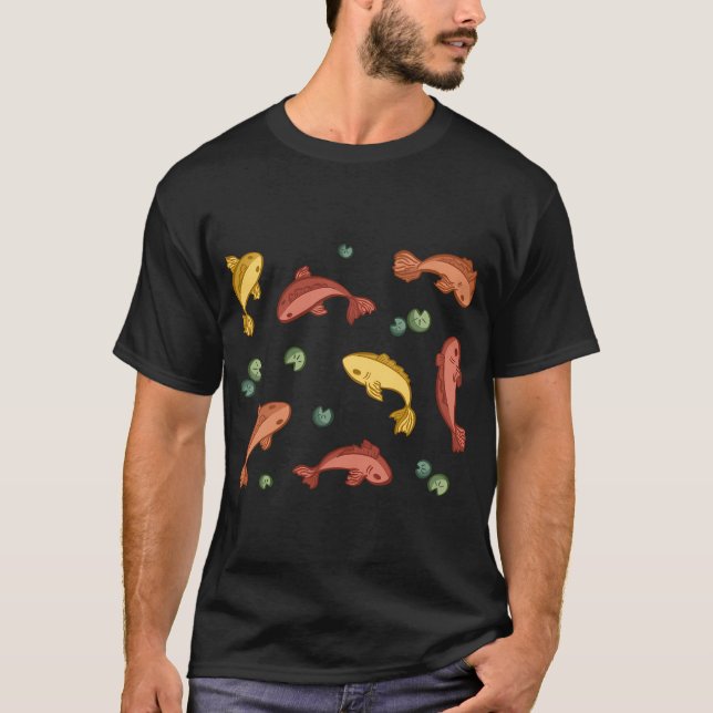 Camiseta Adesivos de Lírio com Peixes Koi (Frente)