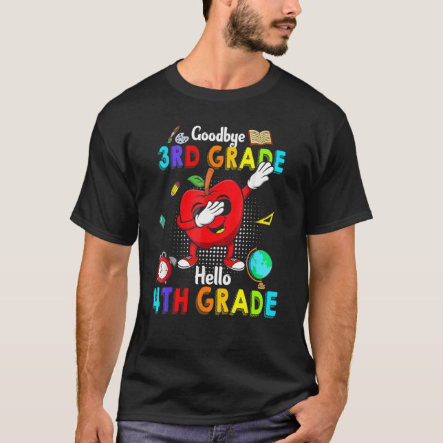 Camiseta Adeus, 3º ano, Alô, 4º ano, aplicativo de dabbing (Frente)