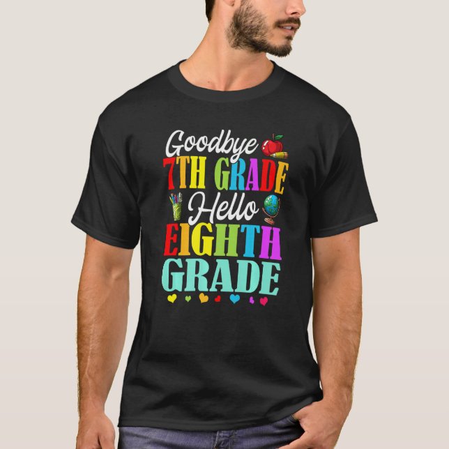 Camiseta Adeus 7, Grau Alô, Oitavo Ano De Volta À Escola (Frente)