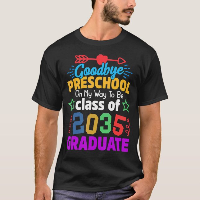 Camiseta Adeus, Classe Pré-Escolar De 2035, Formando Olá Ki (Frente)