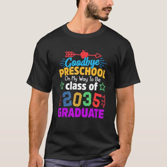 Camiseta Adeus, Classe Pré-Escolar De 2035, Formando Olá Ki (Frente)