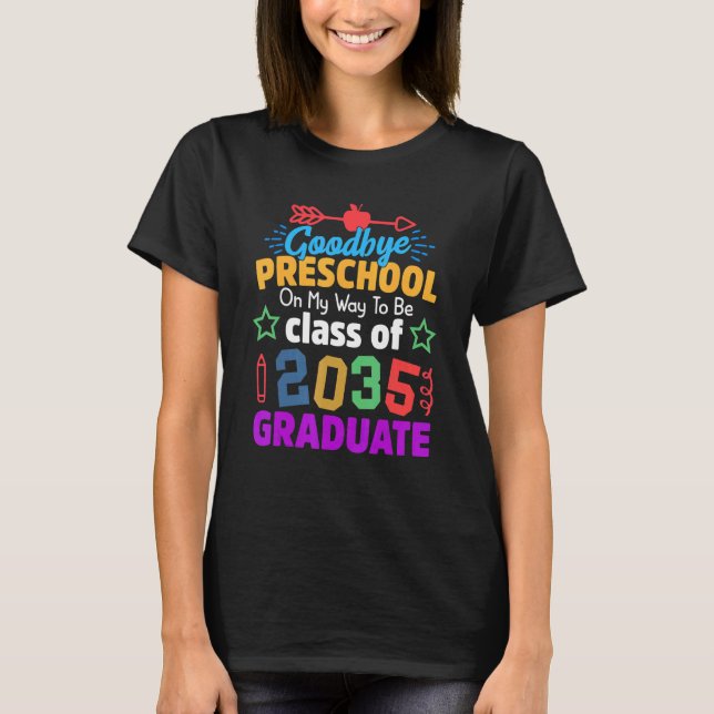 Camiseta Adeus, Classe Pré-Escolar De 2035, Formando Olá Ki (Frente)
