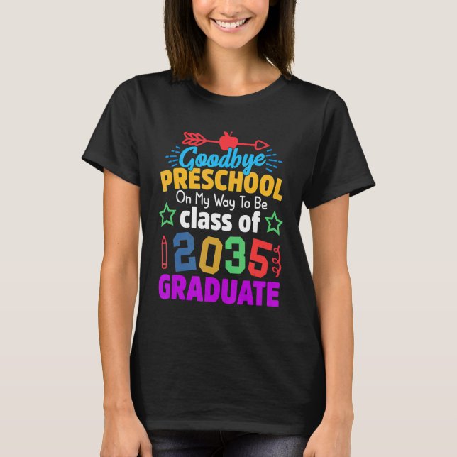 Camiseta Adeus, Classe Pré-Escolar De 2035, Formando Olá Ki (Frente)