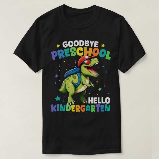 Camiseta Adeus Graduação Pré-Escolar Dinossauro T rex (Frente do Design)