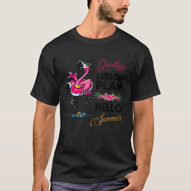 Camiseta Adeus Plano de Lição Olá Sun Tan Flamingo Summer (Frente)