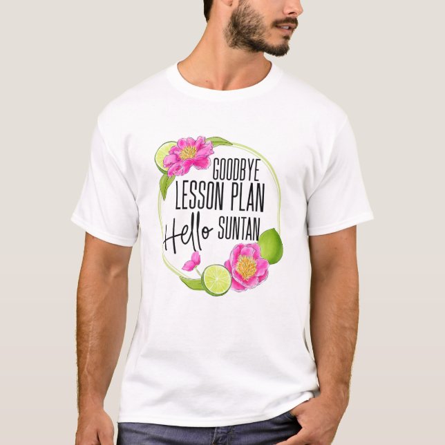Camiseta Adeus Plano de Lição Olá Suntan 2021 Fim Do Ano (Frente)