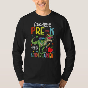 Camiseta Adeus Pré K Olá Jardim de Infância Dinossauro No D