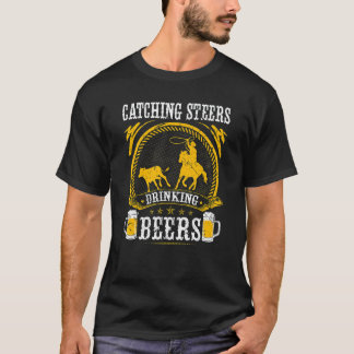 Camiseta Adeus Roping Pegando Steers Bebendo Cervejas Ro