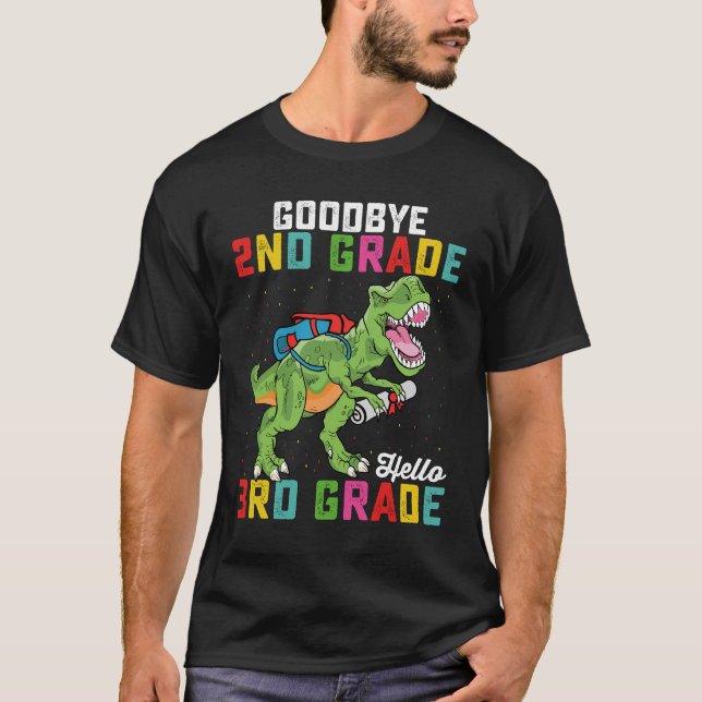 Camiseta Adeus segundo Grau Alô 3º Grau T Rex Dinossauro (Frente)