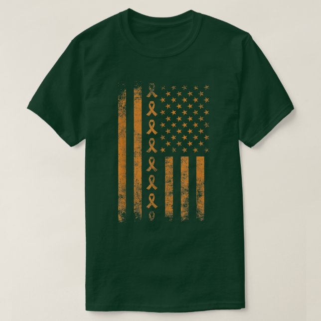 Camiseta ADHD Awareness US Flag Orange Ribbon Matching Tee  (Frente do Design)